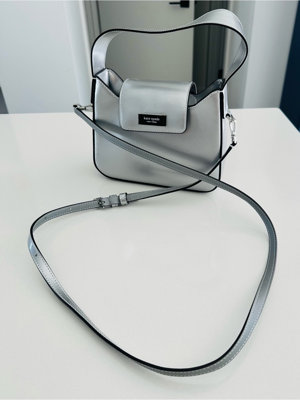 kate spade Metallic Silver Small Crossbody Bag